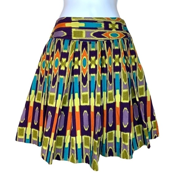 Size 4 Colorful Tiki Retro Pinup Cotton Skirt Small A Line Work To Weekend - Picture 1 of 7